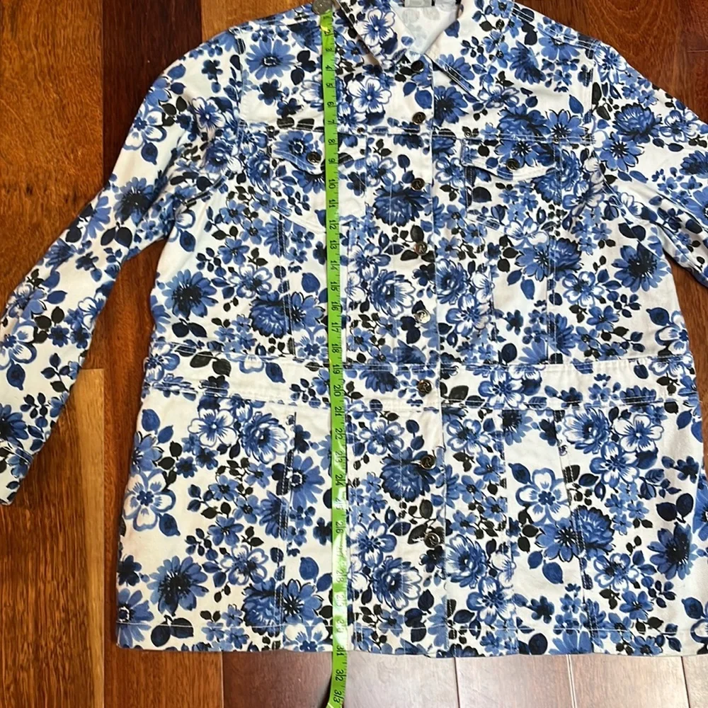 Roaman’s Blue & White Floral Denim Jacket 16W - Picture 13 of 15